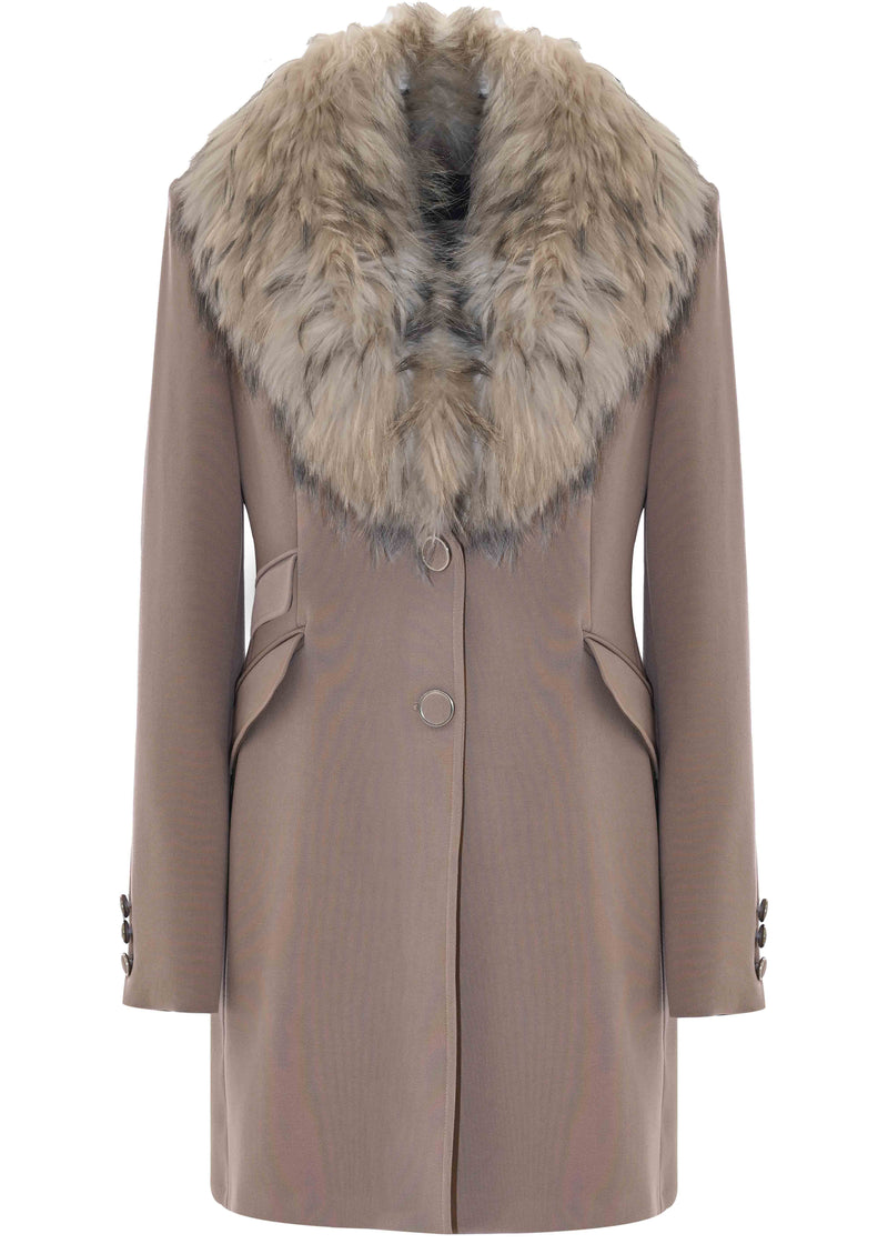 Abrigo solapa efecto pelo - Chaqueta COLLO PELLICCIA JOLUKAFUR