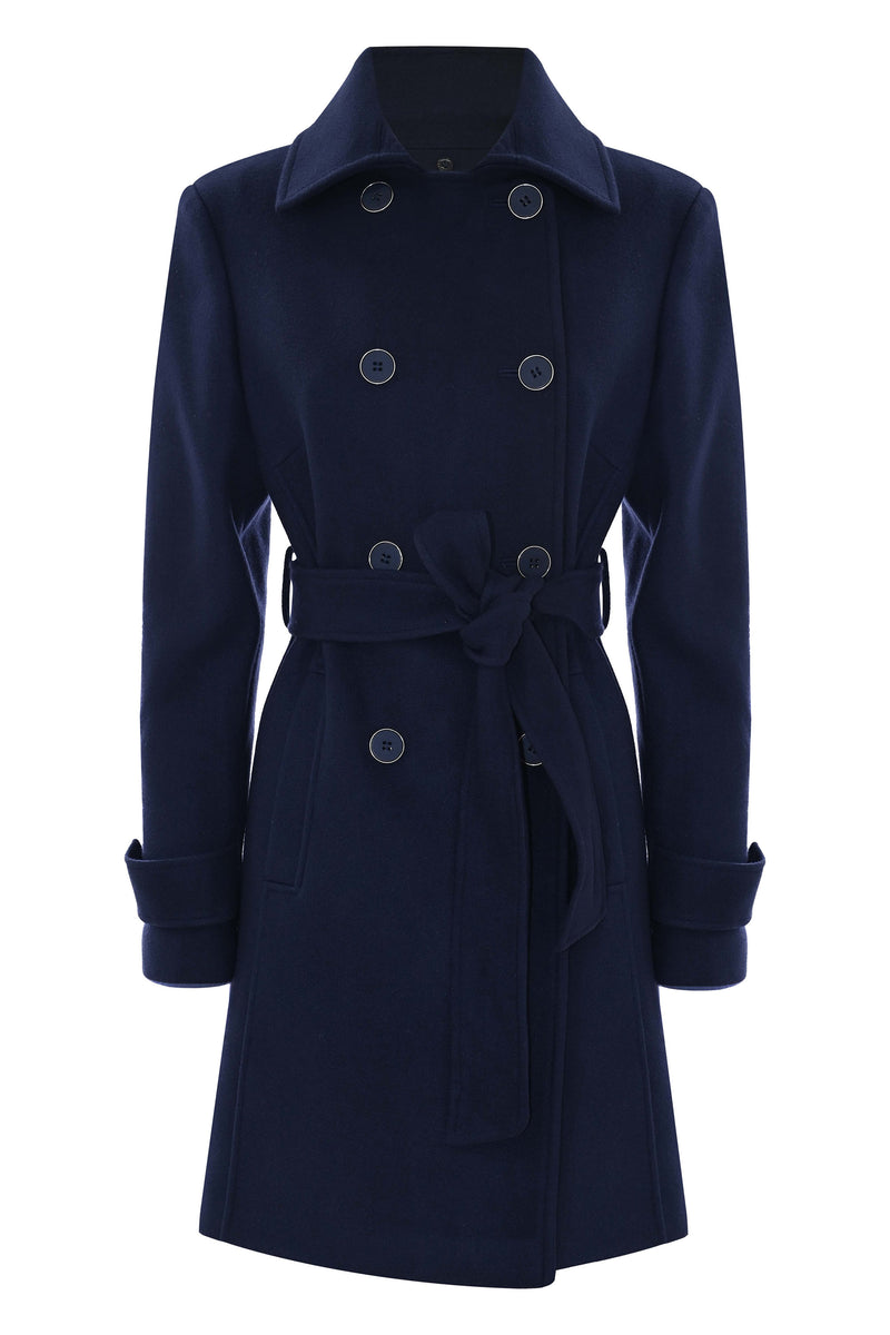 Cappotto doppiopetto con collo in pelliccia - Cappotto Ecru