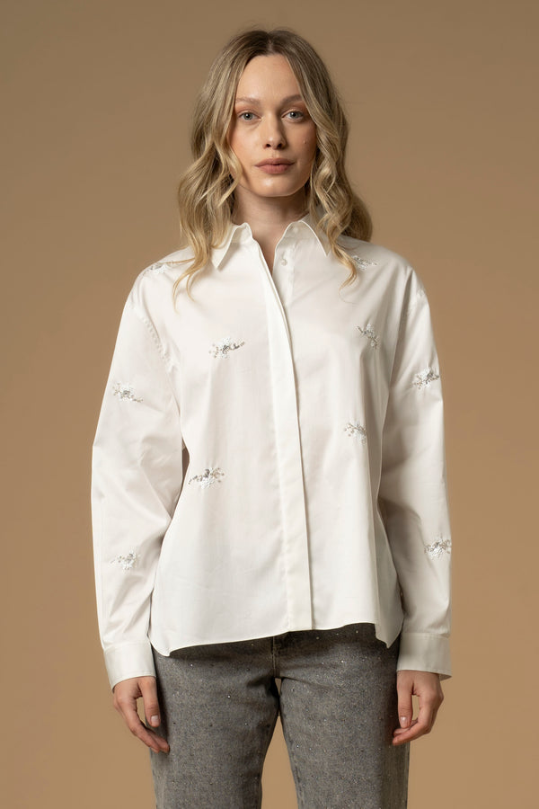 Camicia con ricami paillettes - Camicia Con Ricamo Brandir