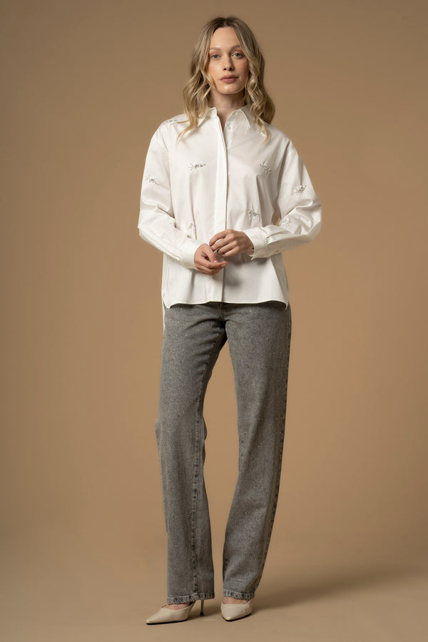 Camicia con ricami paillettes - Camicia Con Ricamo Brandir