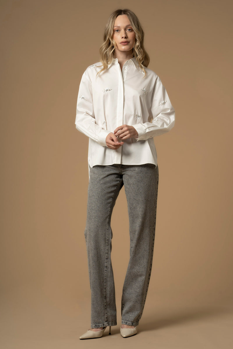 Chemise manches longues avec détails strass - Shirt CON RICAMO BRANDIR