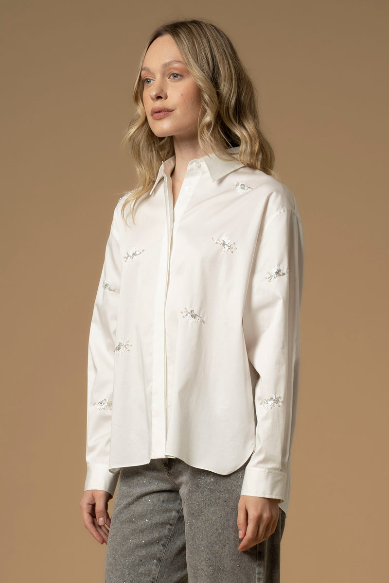 Chemise manches longues avec détails strass - Shirt CON RICAMO BRANDIR