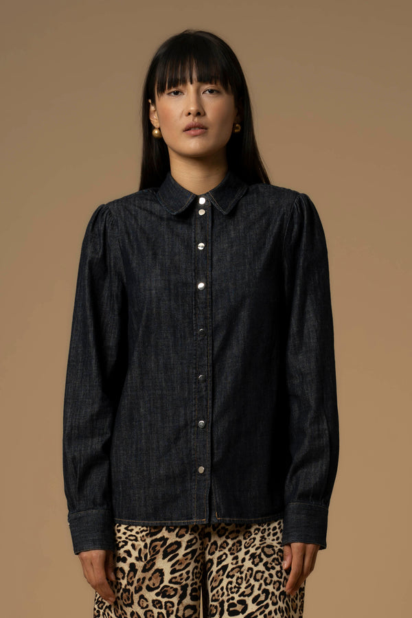 Camicia in denim con bottoni metallo - Camicia Denim Joannes