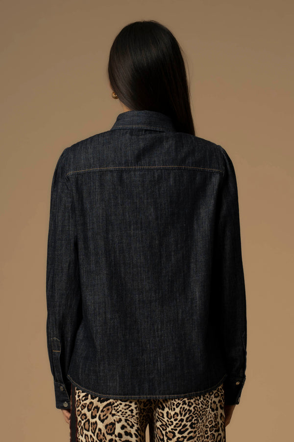 Stylish denim long sleeved versatile shirt - Shirt DENIM JOANNES
