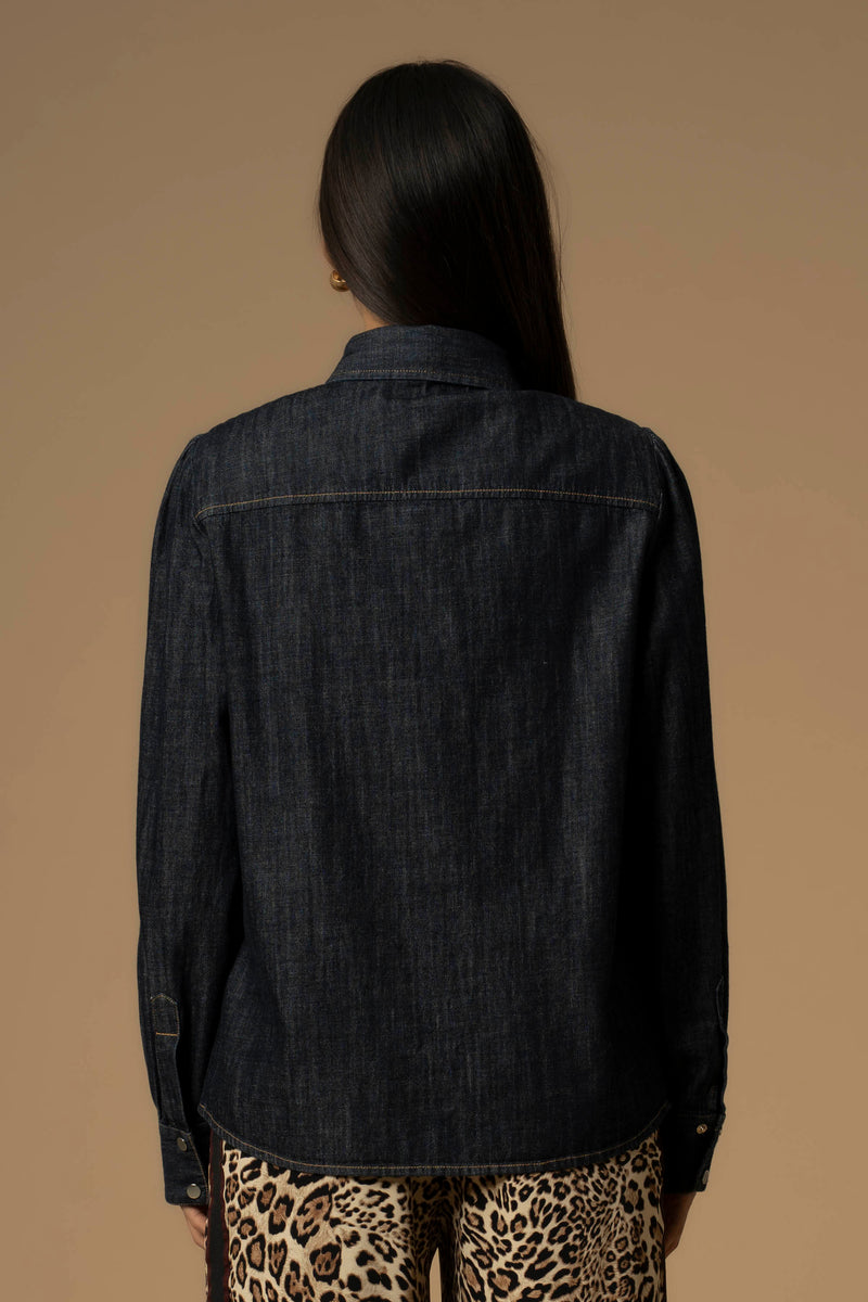 Camicia in denim con bottoni metallo - Camicia Denim Joannes