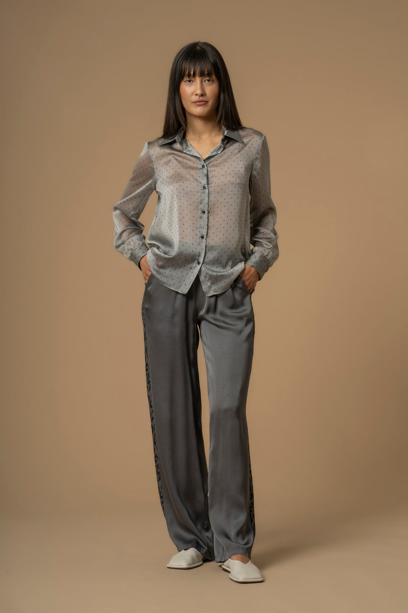 Chemisier manches longues  transparent à pois - Shirt AMEDE