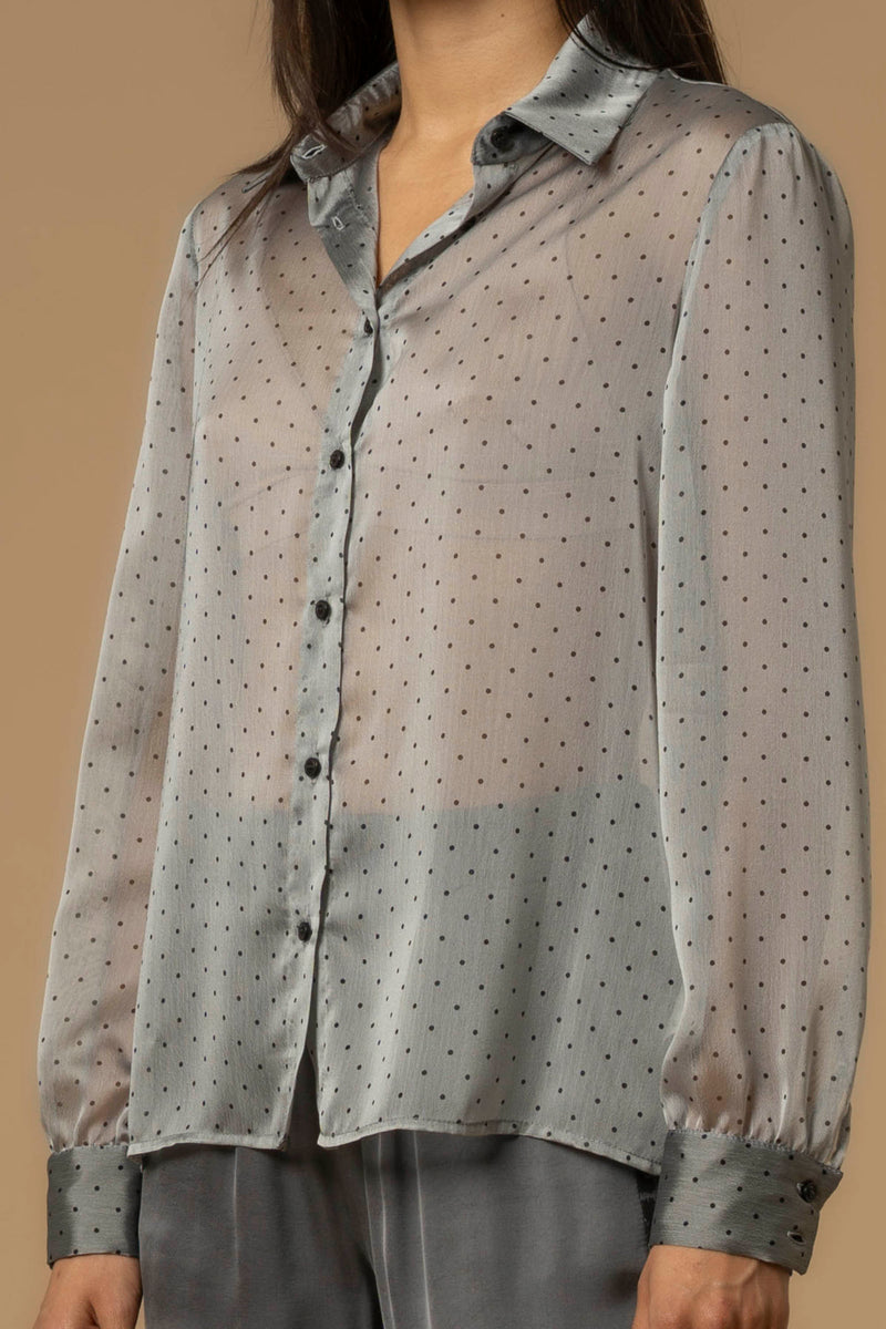 Chemisier manches longues  transparent à pois - Shirt AMEDE