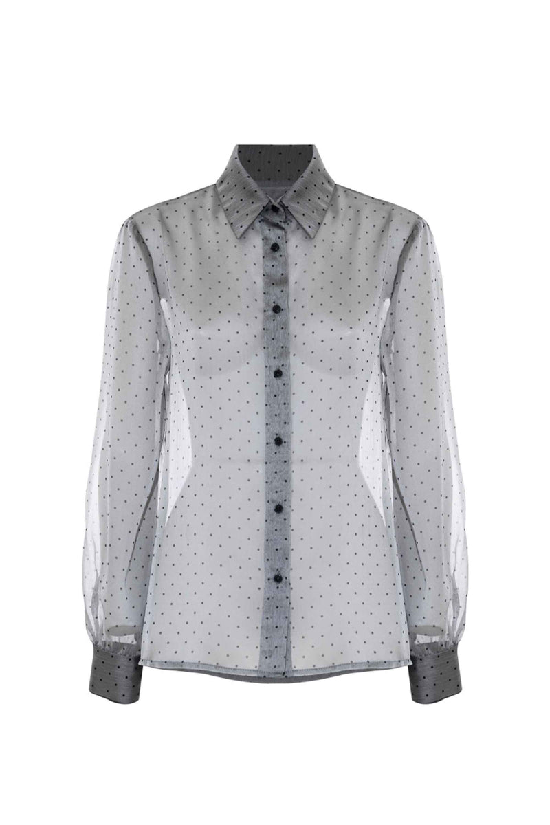 Chemisier manches longues  transparent à pois - Shirt AMEDE