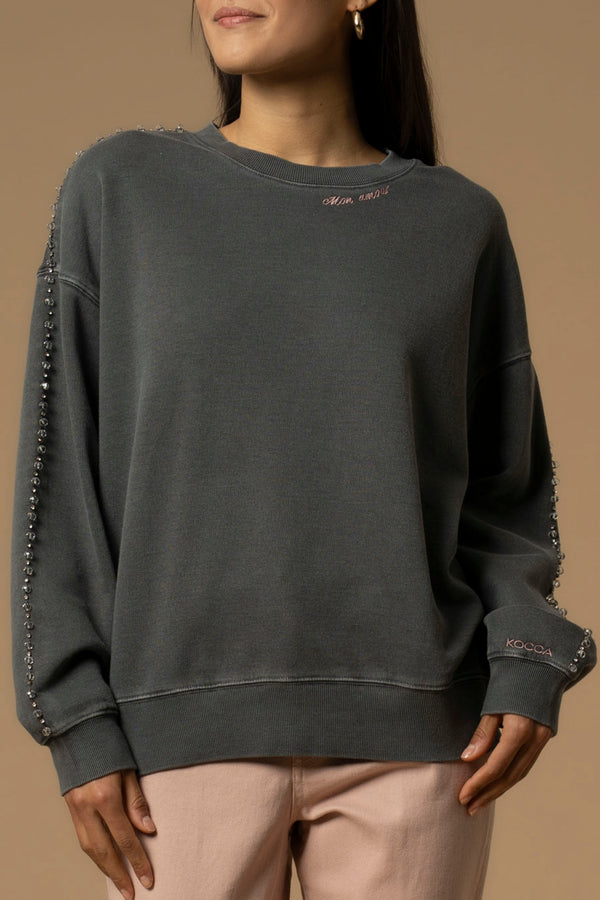Stylish chic jewelled round neck sweatshirt - Sweatshirt FRANCINE
