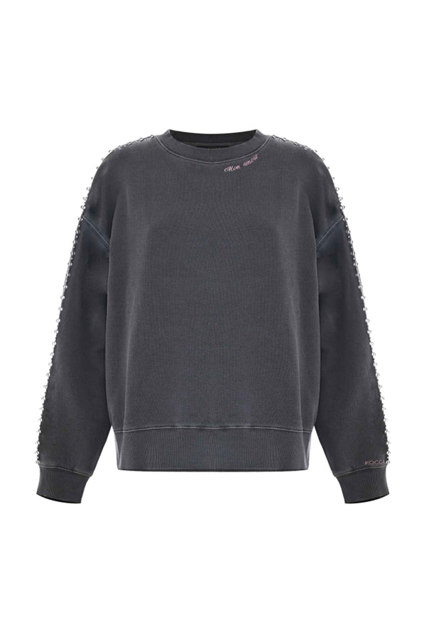Stylish chic jewelled round neck sweatshirt - Sweatshirt FRANCINE