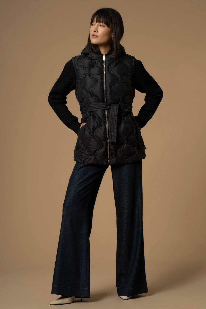 Modern contrasting sleeved short coat - Coat EDDA