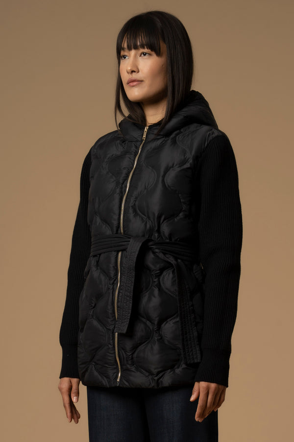 Modern contrasting sleeved short coat - Coat EDDA