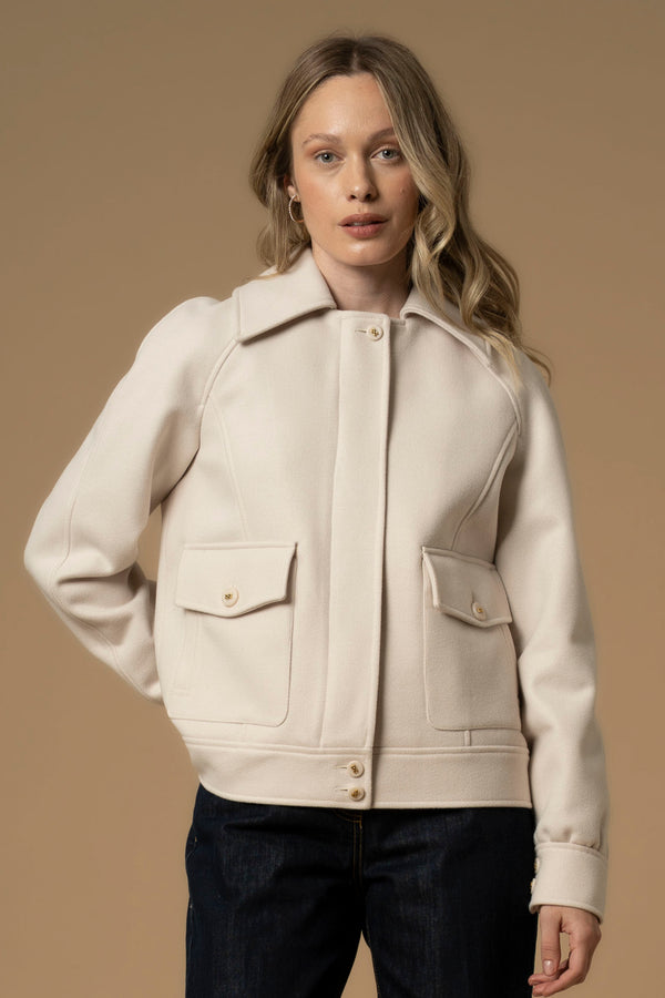Fashionable leather look collared short jacket - Coat ELISEWIN
