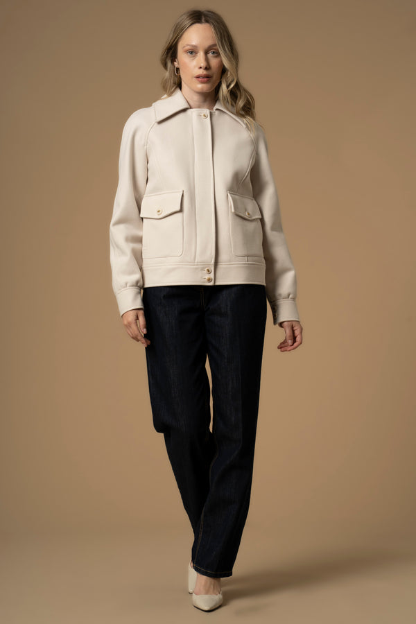 Fashionable leather look collared short jacket - Coat ELISEWIN