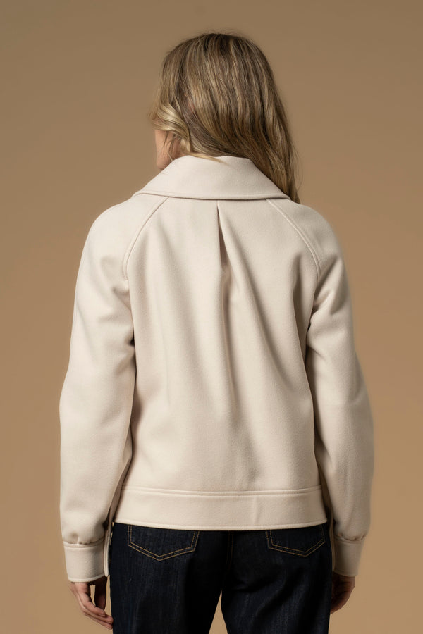 Fashionable leather look collared short jacket - Coat ELISEWIN