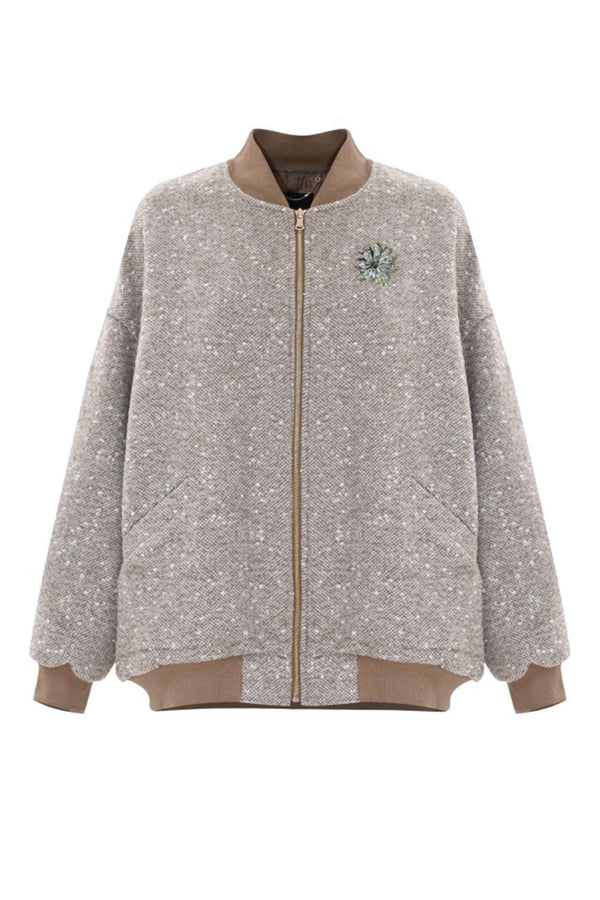 Relaxed sporty waist length jacket with motif - Coat ELIANO