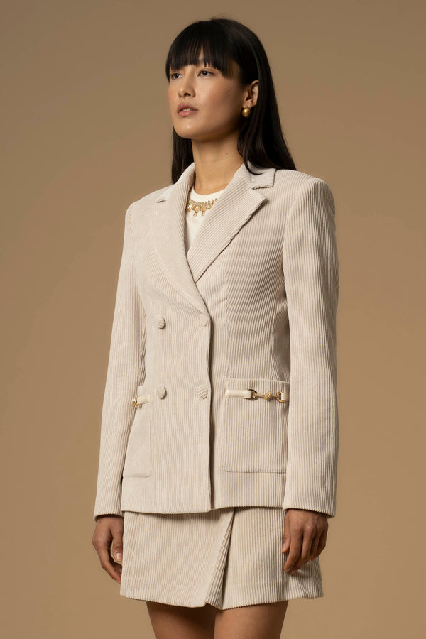 Modern sharp ribbed button closure jacket - Jacket with application APHELIA