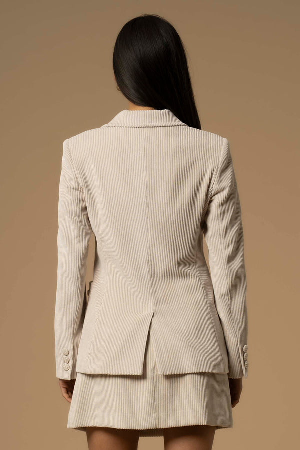 Modern sharp ribbed button closure jacket - Jacket with application APHELIA