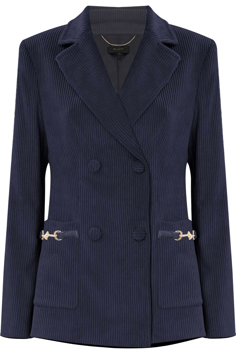 Modern sharp ribbed button closure jacket - Jacket with application APHELIA