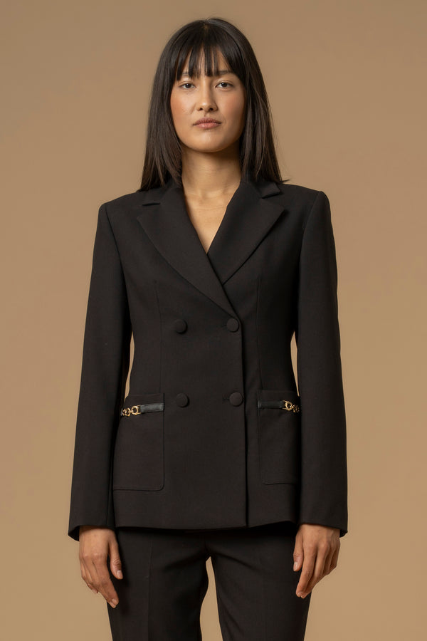 Sophisticated elegant jacket with chain detailing - Jacket with application CORA