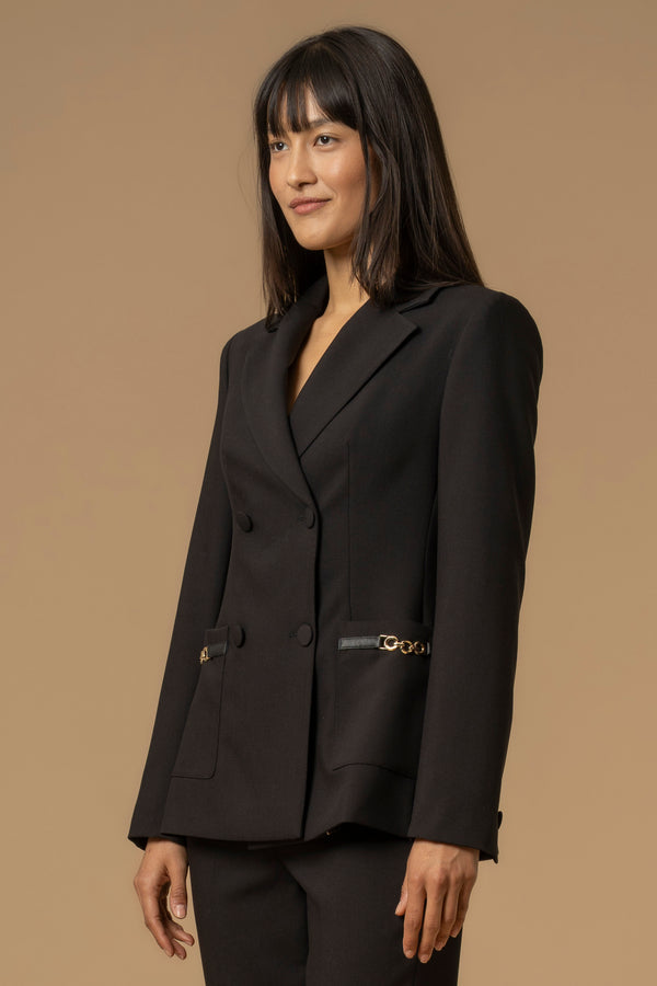 Sophisticated elegant jacket with chain detailing - Jacket with application CORA