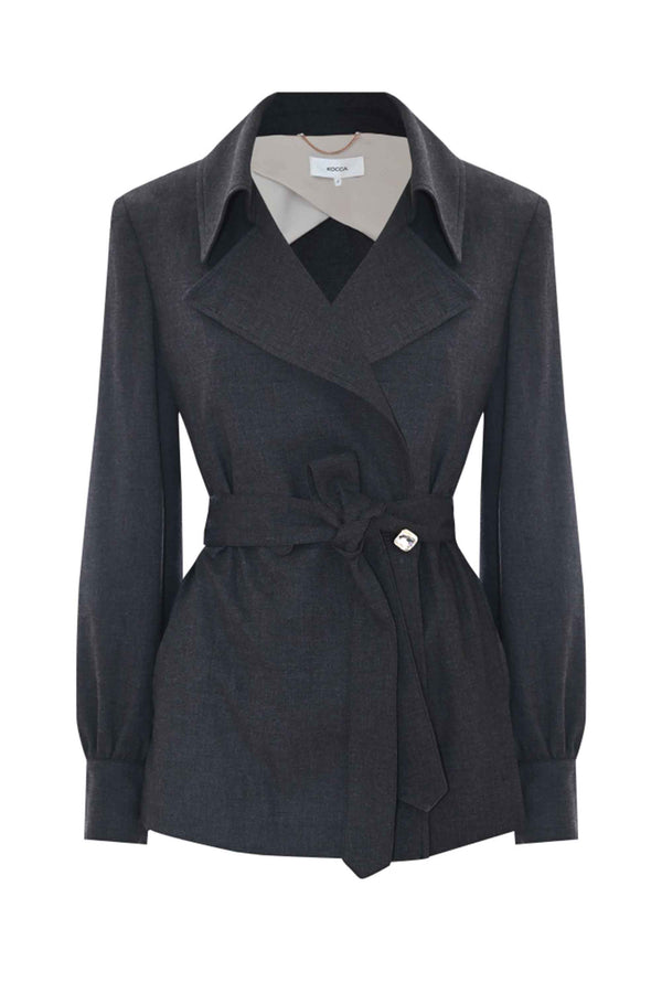 Versatile chic wrap around over waist jacket - Jacket CALDEA