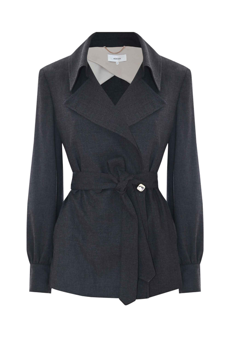 Veste manches longues ceinture à nouer - Veste CALDEA