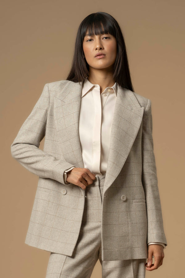 Chic professional lightly chequered blazer style jacket - Jacket ALETTA