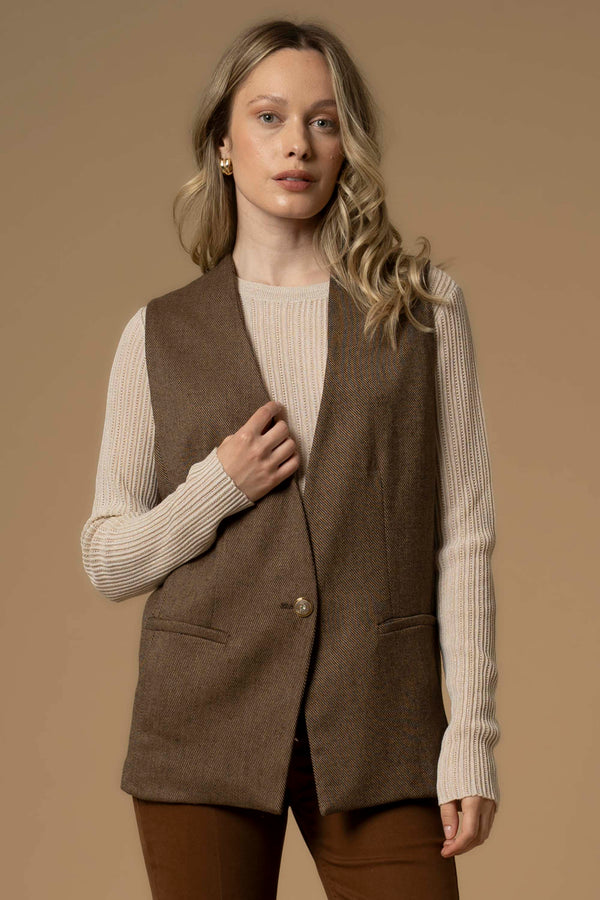 Relaxed chic vest style sleeveless jacket - GILET AURELIANA