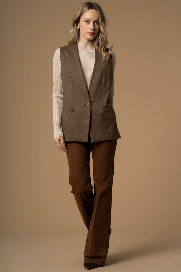 Relaxed chic vest style sleeveless jacket - GILET AURELIANA
