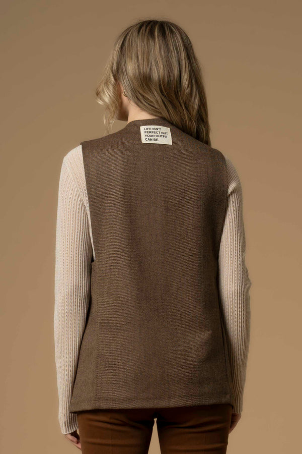 Relaxed chic vest style sleeveless jacket - GILET AURELIANA