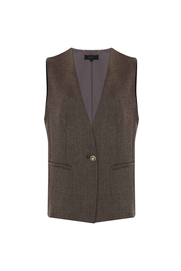Relaxed chic vest style sleeveless jacket - GILET AURELIANA