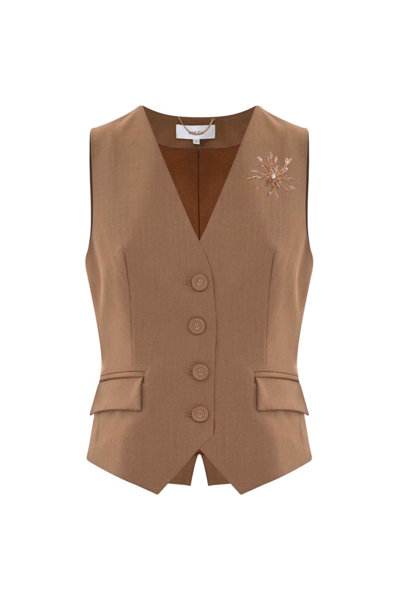 Gilet court style costume sans manches - GILET ELITA
