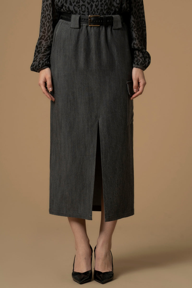 Jupe mi-longue droite avec poche - Skirt BELEMIR