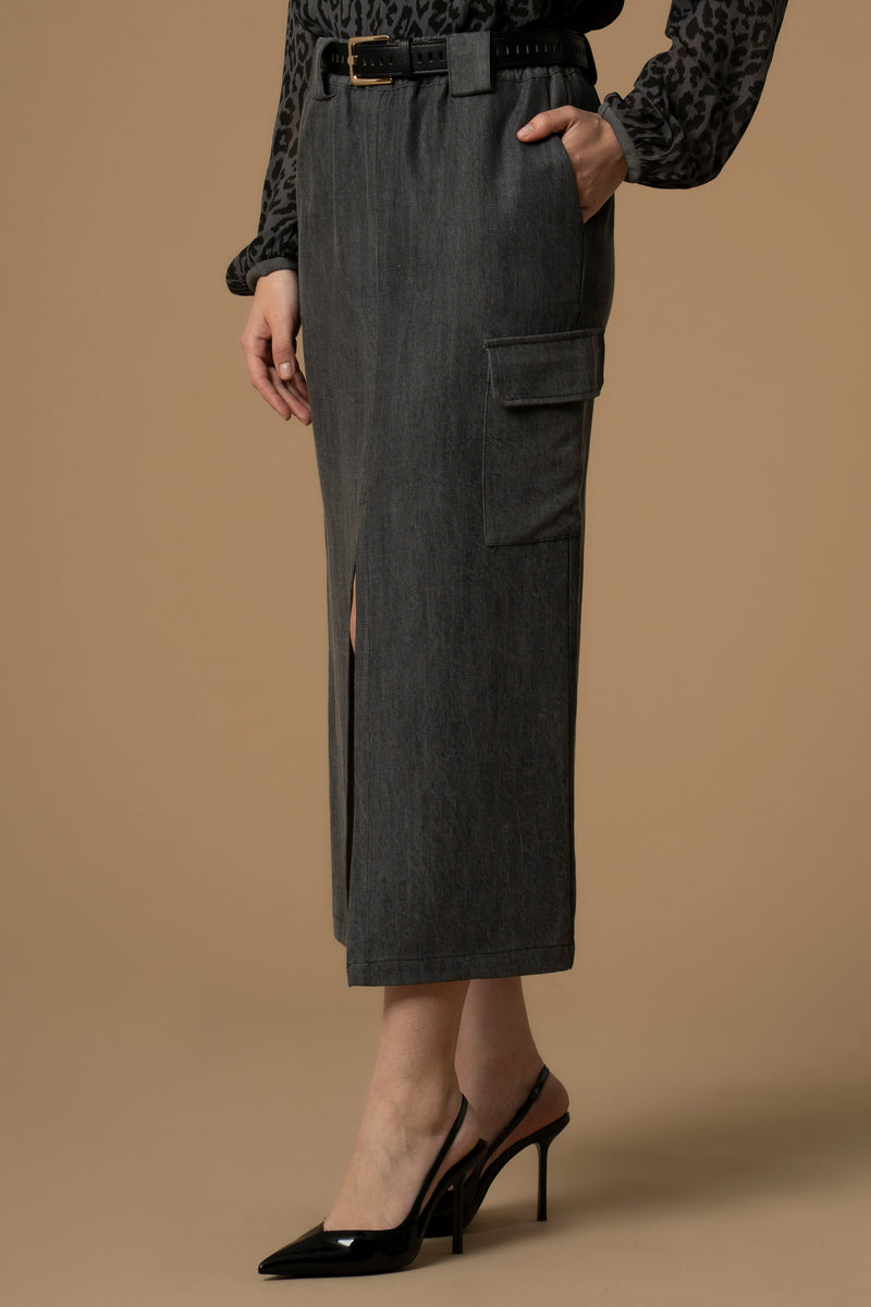 Jupe mi-longue droite avec poche - Skirt BELEMIR