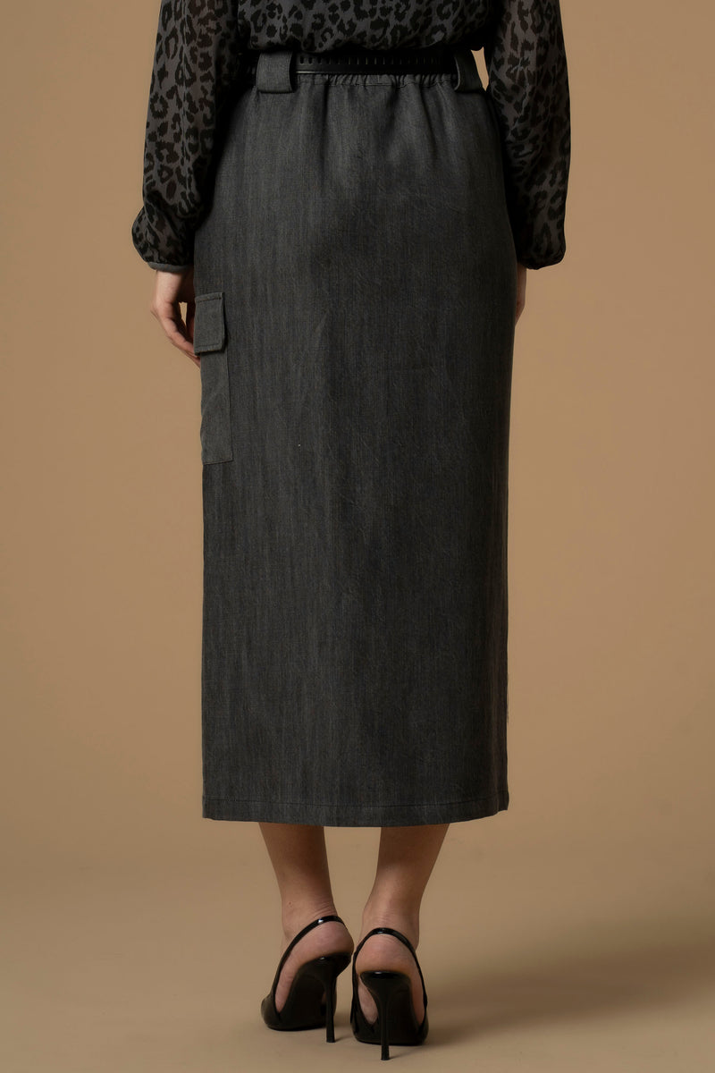 Jupe mi-longue droite avec poche - Skirt BELEMIR
