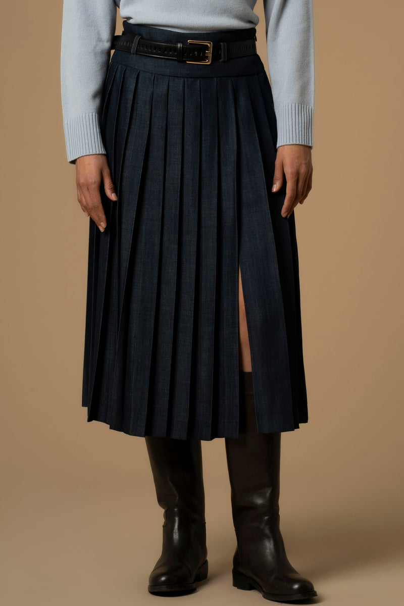 Jupe mi-longue avec fente, effet plissé - Skirt  GOSWINNY