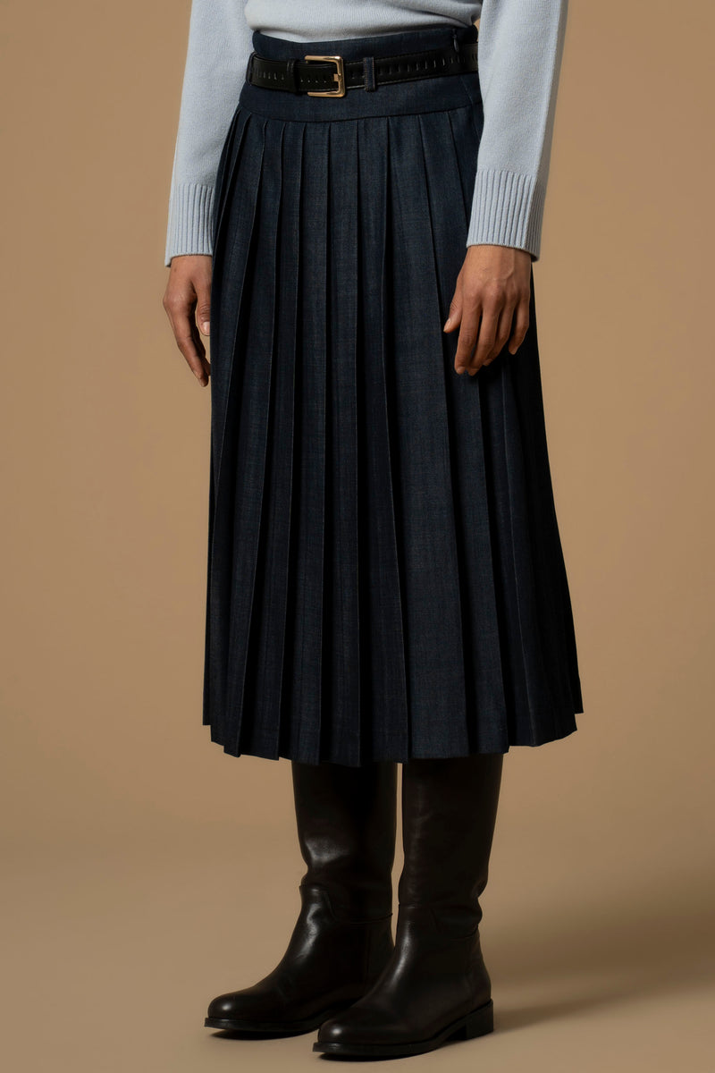 Jupe mi-longue avec fente, effet plissé - Skirt  GOSWINNY