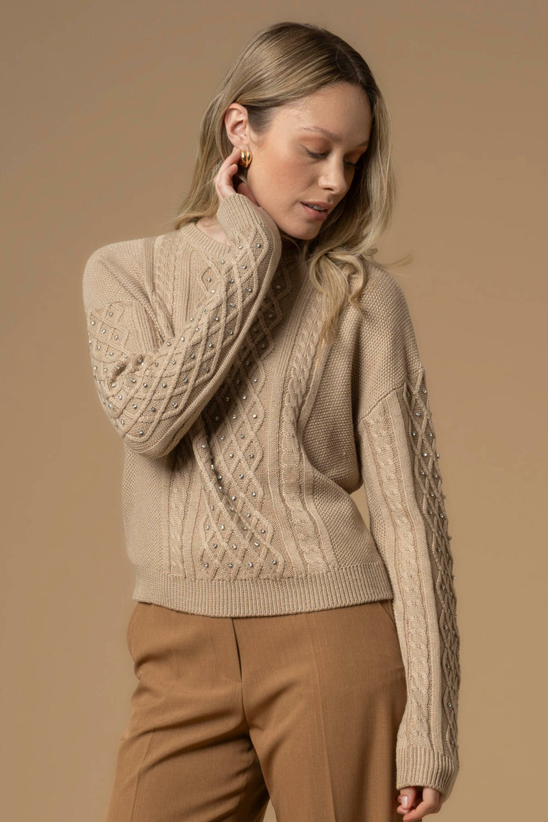 Pull manches longues détails strass - Pull  M/L EMILIANA