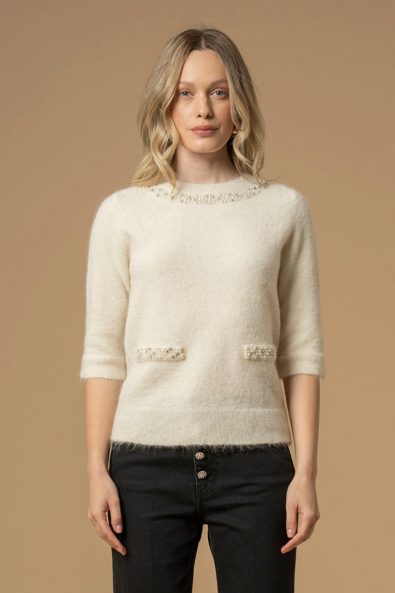 Maglia con dettagli in perle - Maglia M/L Anouska