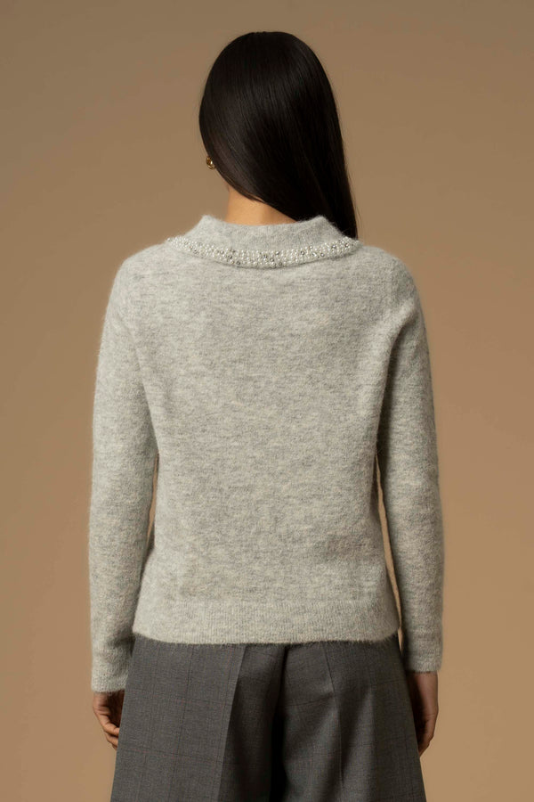 Maglia con colletto a punta e perle - Maglia M/L Aralda