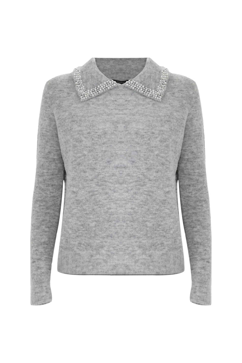 Maglia con colletto a punta e perle - Maglia M/L Aralda