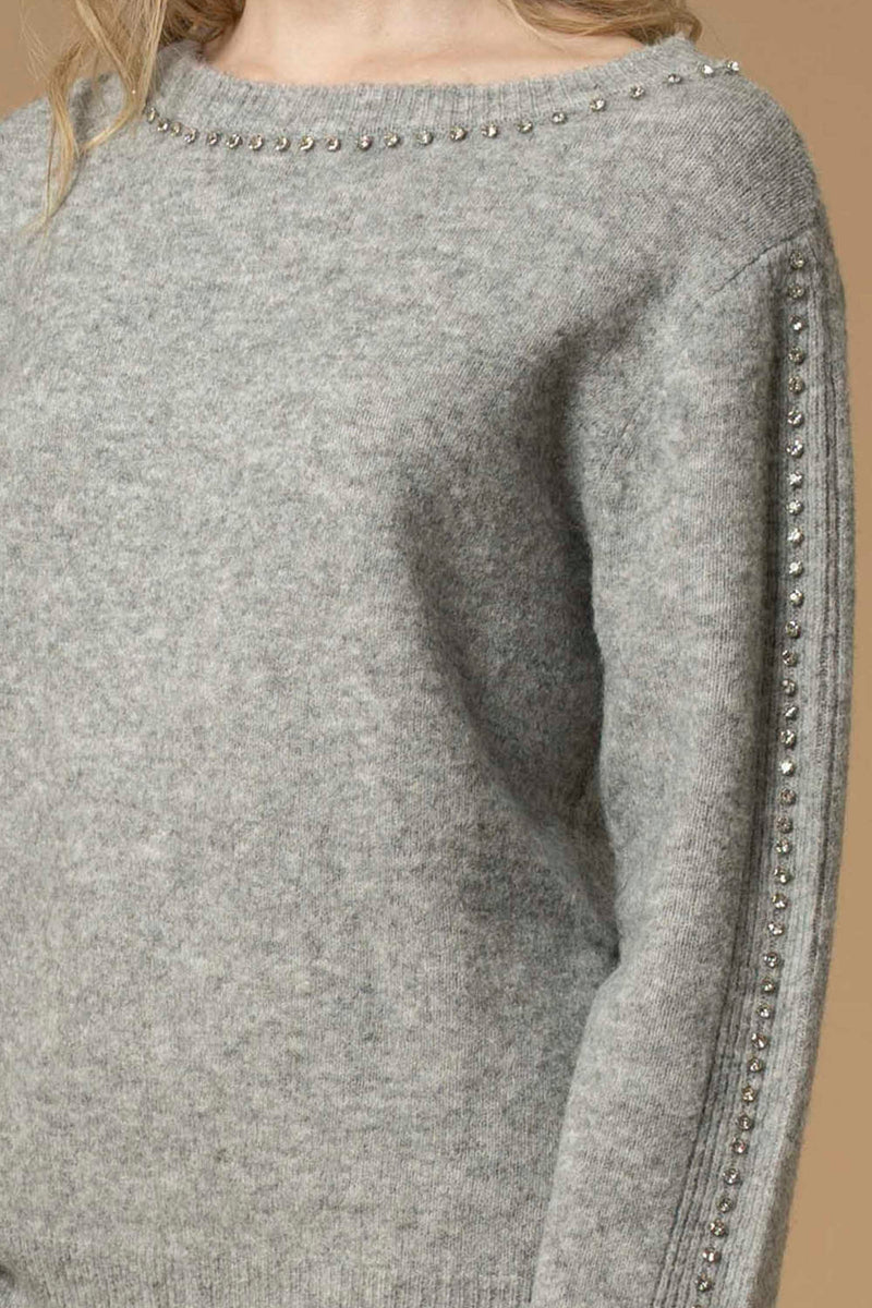 Pull avec strass col et manches longues - Pull  M/L ENIMIA