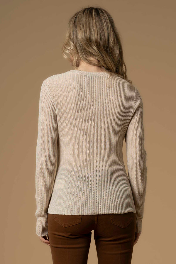 Simple elegant ribbed effect long sleeved sweater - Sweater MARIALUZ