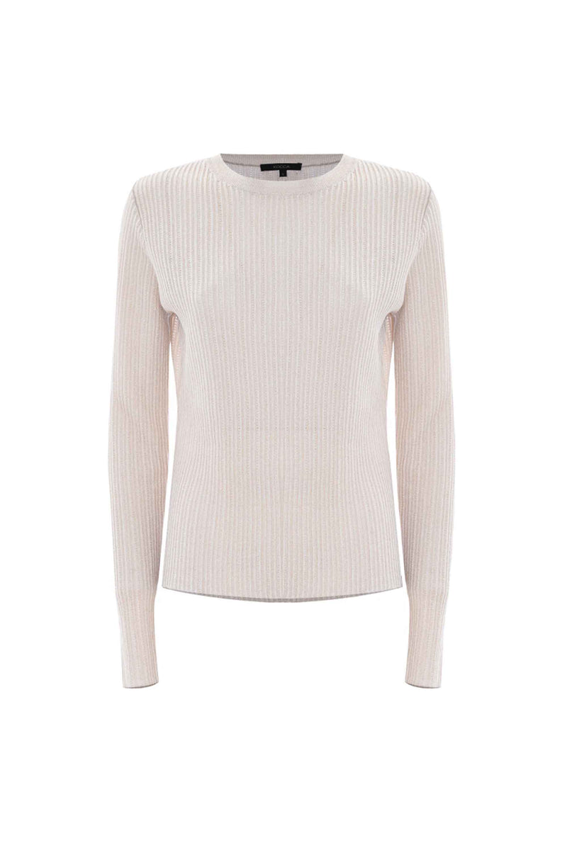 Simple elegant ribbed effect long sleeved sweater - Sweater MARIALUZ