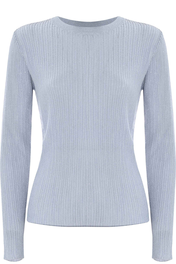 Simple elegant ribbed effect long sleeved sweater - Sweater MARIALUZ