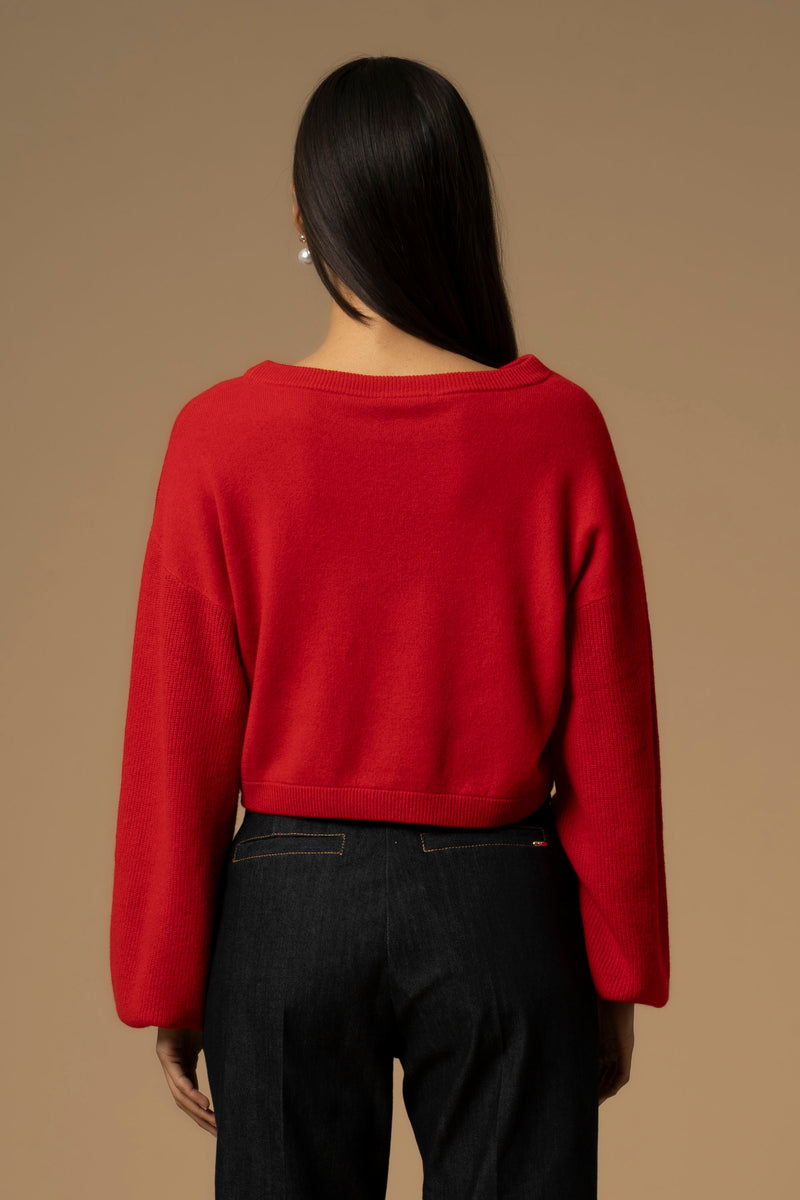 Maglia crop in lana e cachemire - Maglia M/L Ane