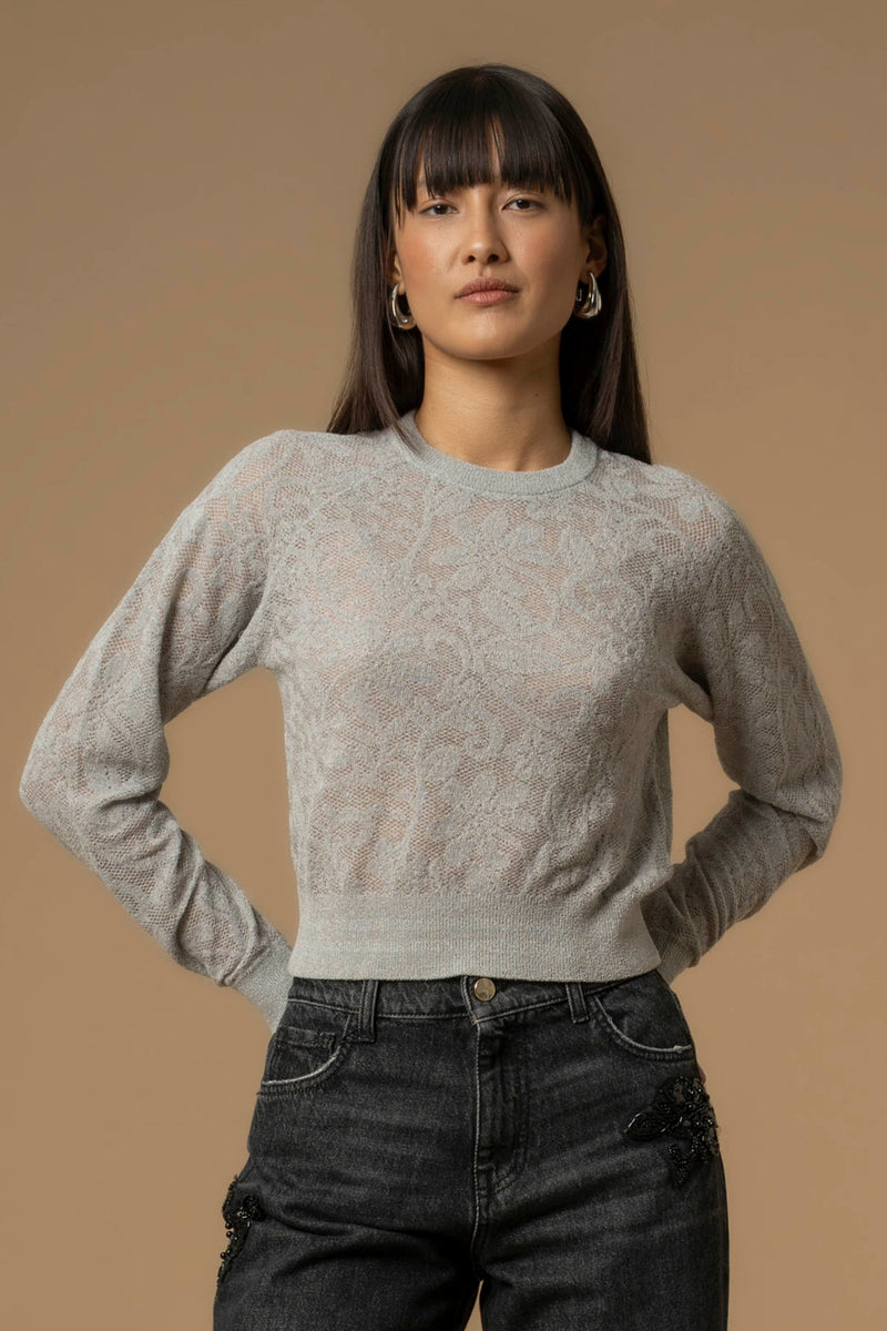 Maglia con trasparenze e ricami floreali - Maglia M/L Giole