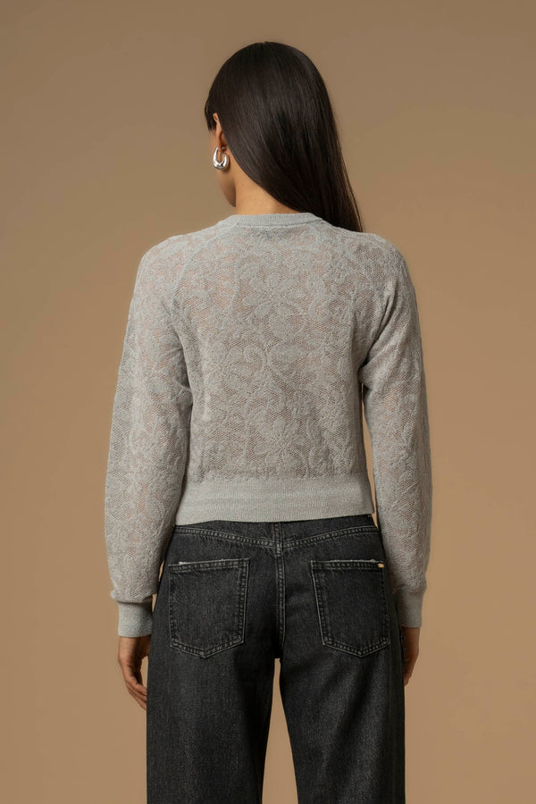 Maglia con trasparenze e ricami floreali - Maglia M/L Giole