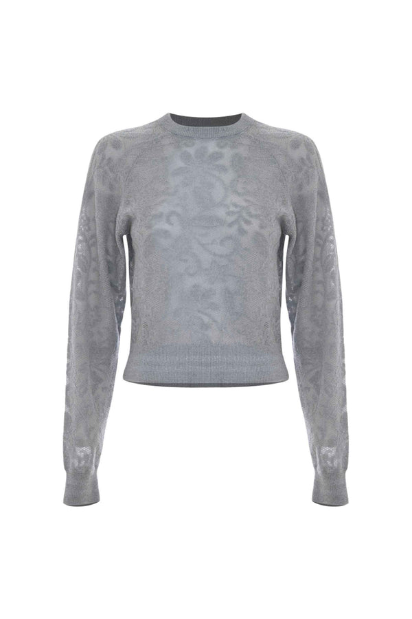 Maglia con trasparenze e ricami floreali - Maglia M/L Giole